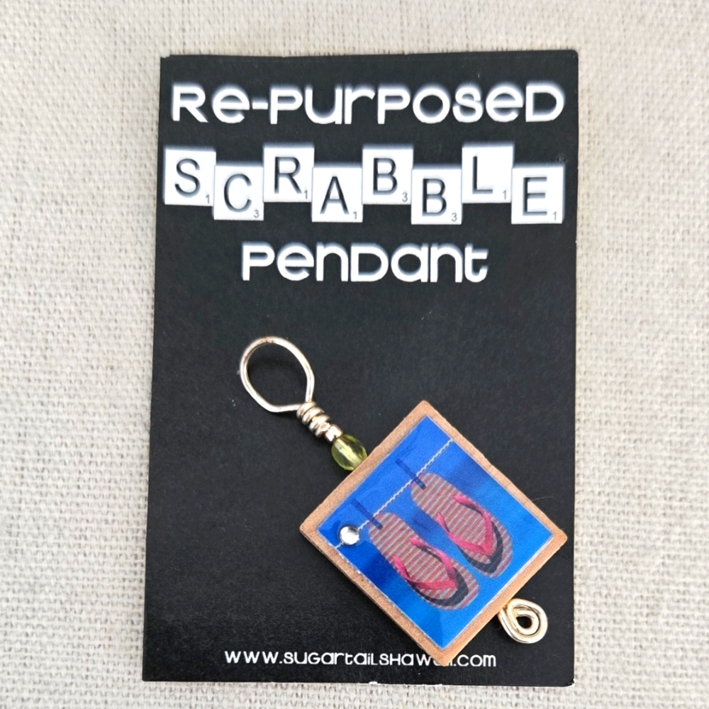 'J' Repurposed Scrabble Tile Pendant Made In Hawaii